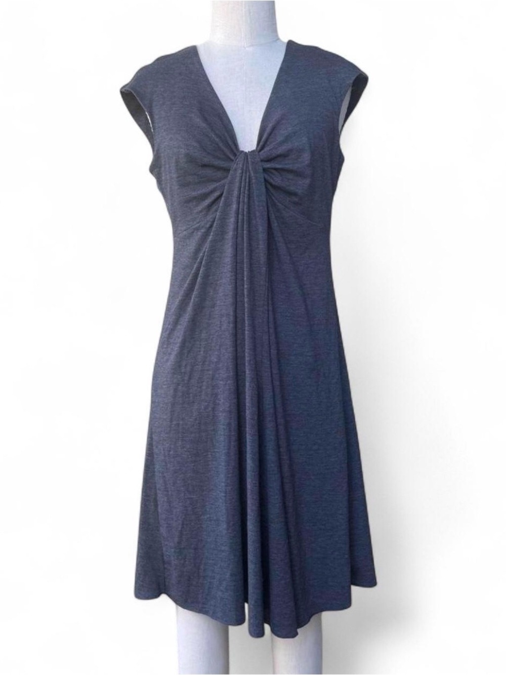 Express Charcoal Gray Knit Dress cap sleeve a line